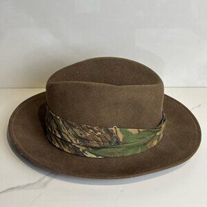 Fedora Men Wool Vintage Banded Sports Field Hat Brown Size 6x24